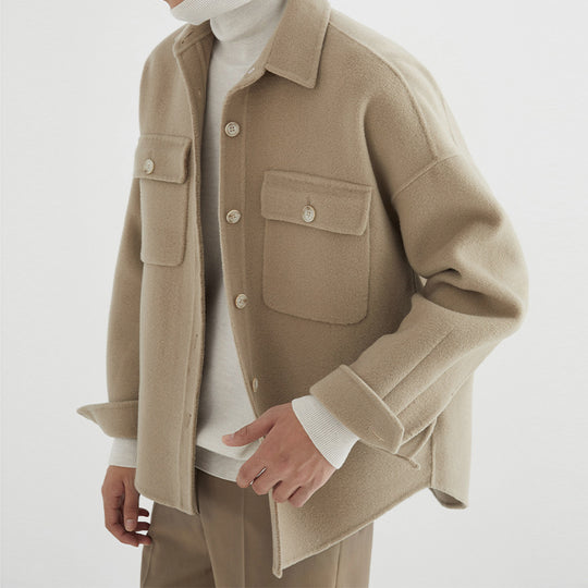 Herren Overshirt aus Wollmix mit überschnittener Schulter und aufgesetzten Brusttaschen Nord Taschen