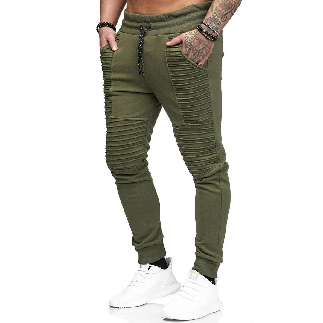 Herren Biker-Jogginghose mit gerippten Paneelen, schmaler Passform und elastischem Bund Nord Taschen