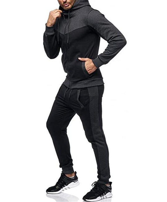 Herren sportlicher Trainingsanzug mit Kapuzenjacke und tapered Jogginghose Nord Taschen