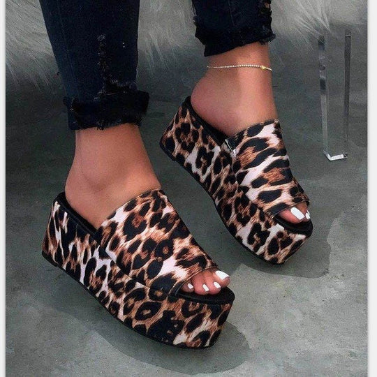 Damen Wedge-Pantoletten mit tierischem Druck und komfortabler Sohle Nord Taschen