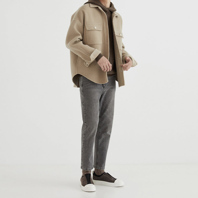Herren Overshirt aus Wollmix mit überschnittener Schulter und aufgesetzten Brusttaschen Nord Taschen