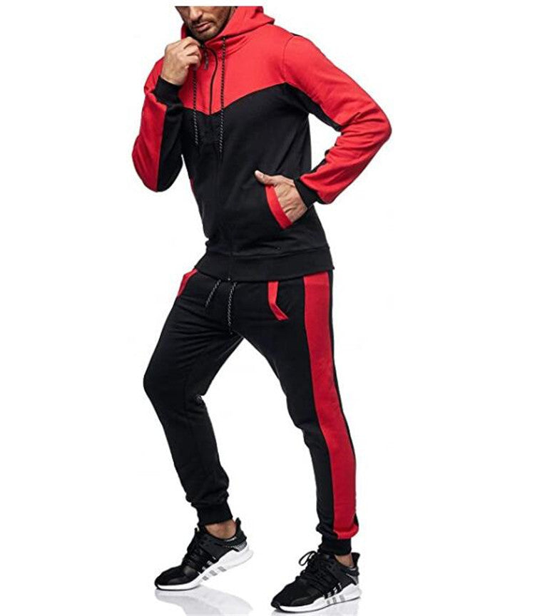 Herren sportlicher Trainingsanzug mit Kapuzenjacke und tapered Jogginghose Nord Taschen
