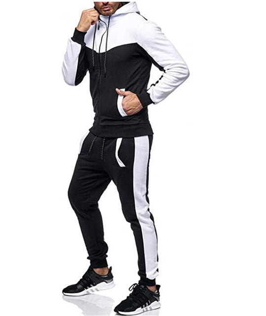 Herren sportlicher Trainingsanzug mit Kapuzenjacke und tapered Jogginghose Nord Taschen