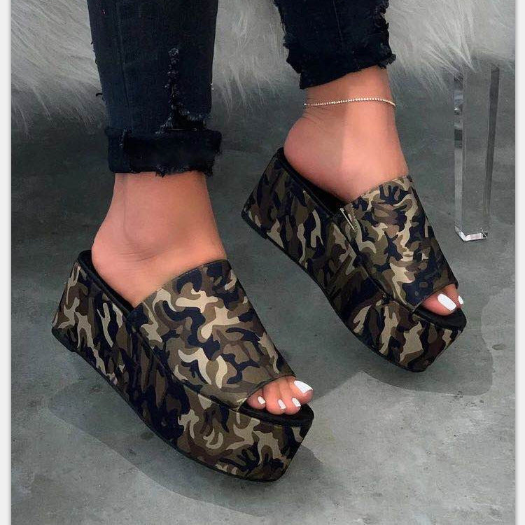 Damen Wedge-Pantoletten mit tierischem Druck und komfortabler Sohle Nord Taschen