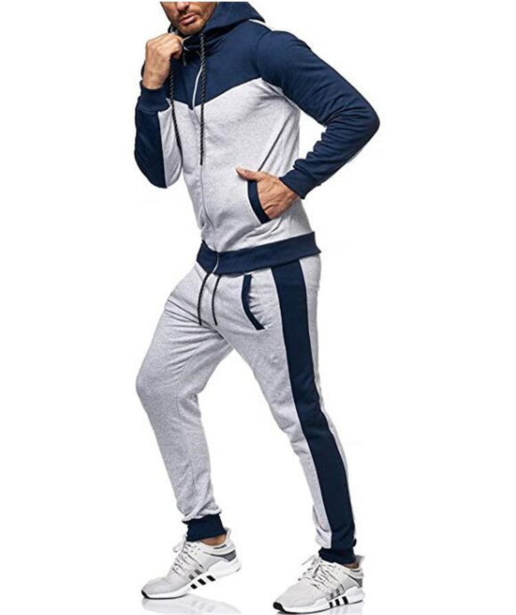 Herren sportlicher Trainingsanzug mit Kapuzenjacke und tapered Jogginghose Nord Taschen