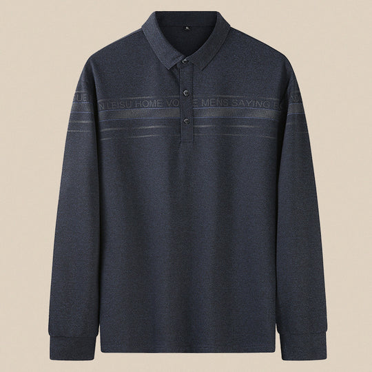 Herren Langarm-Poloshirt mit Kragen, Knopfleiste und feiner Struktur Nord Taschen