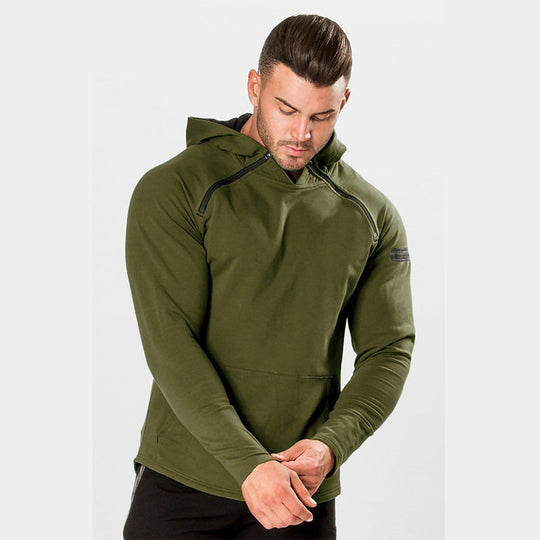 Herren Enganliegender Performance-Fit Hoodie mit Kapuze, Kängurutasche und Schulter-Reißverschluss Nord Taschen