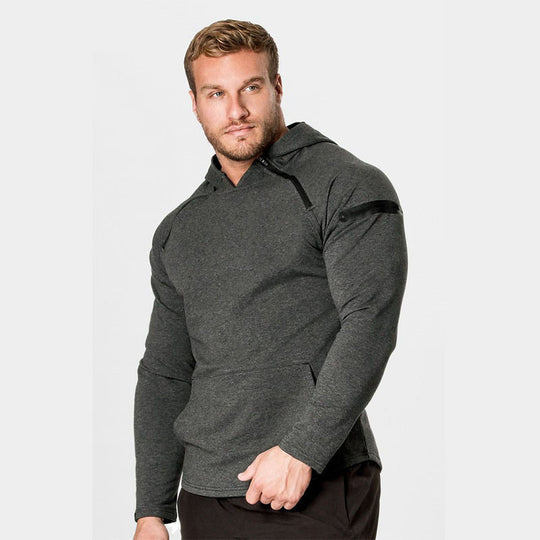 Herren Enganliegender Performance-Fit Hoodie mit Kapuze, Kängurutasche und Schulter-Reißverschluss Nord Taschen