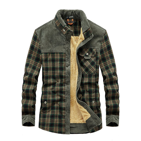Herren Karierte Flanelljacke mit Teddyfutter Nord Taschen