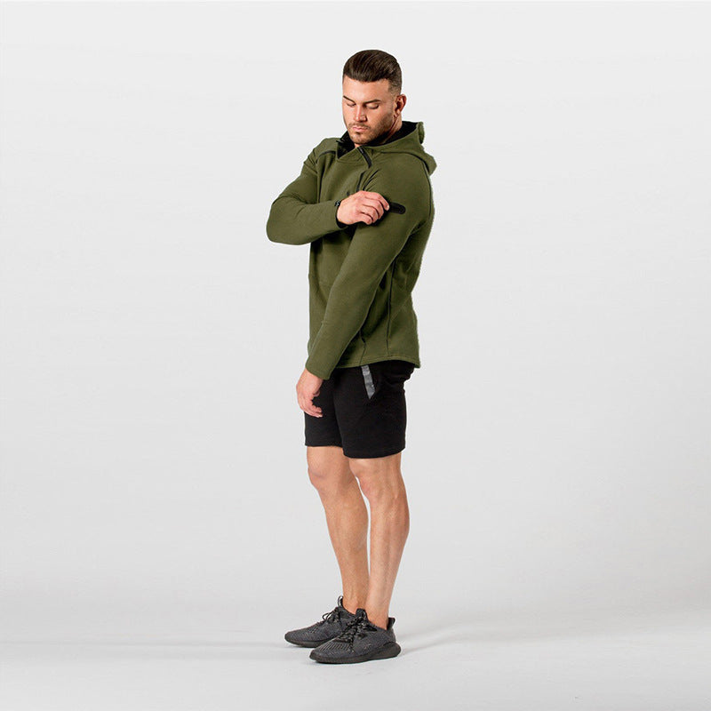 Herren Enganliegender Performance-Fit Hoodie mit Kapuze, Kängurutasche und Schulter-Reißverschluss Nord Taschen