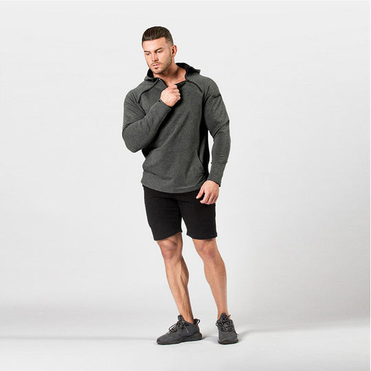 Herren Enganliegender Performance-Fit Hoodie mit Kapuze, Kängurutasche und Schulter-Reißverschluss Nord Taschen
