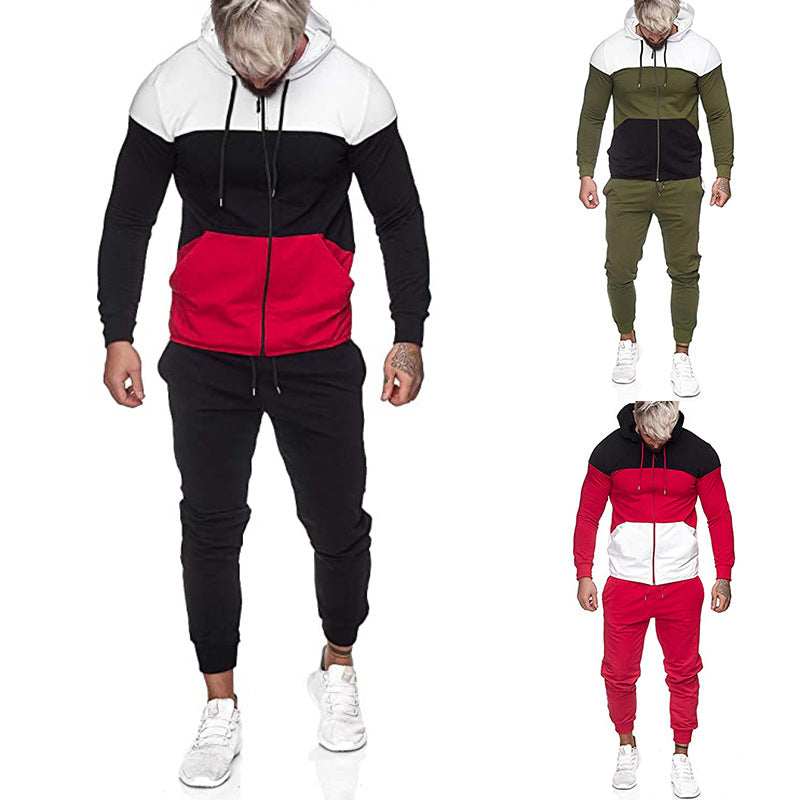 Herren City-Casual Jogginganzug mit Kapuzen‑Zipjacke und tapered Jogginghose aus Baumwollmix Nord Taschen