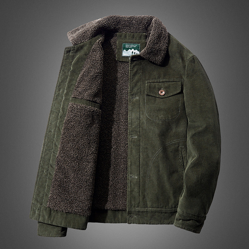 Herren Komfortable Cordjacke mit Teddyfutter Nord Taschen