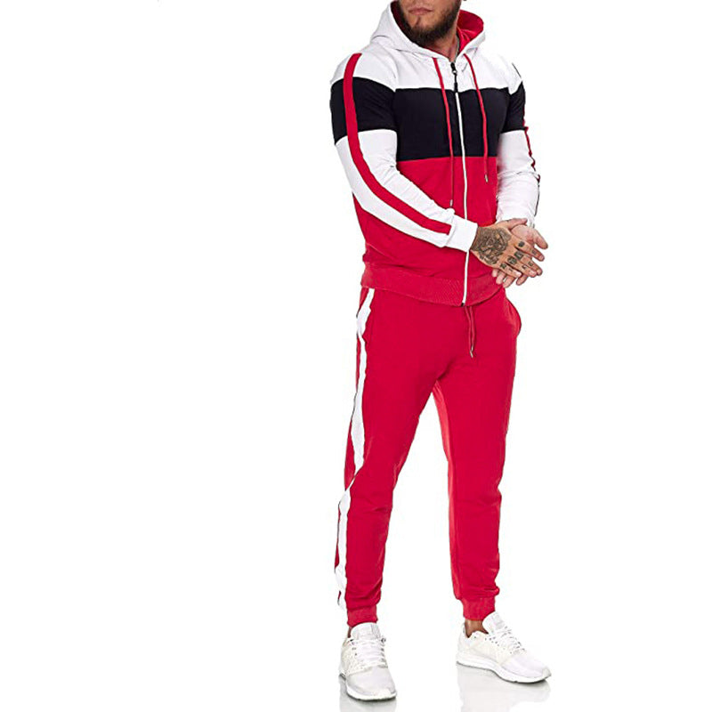 Herren Sportanzug mit Kapuze und modernem Farbblockdesign