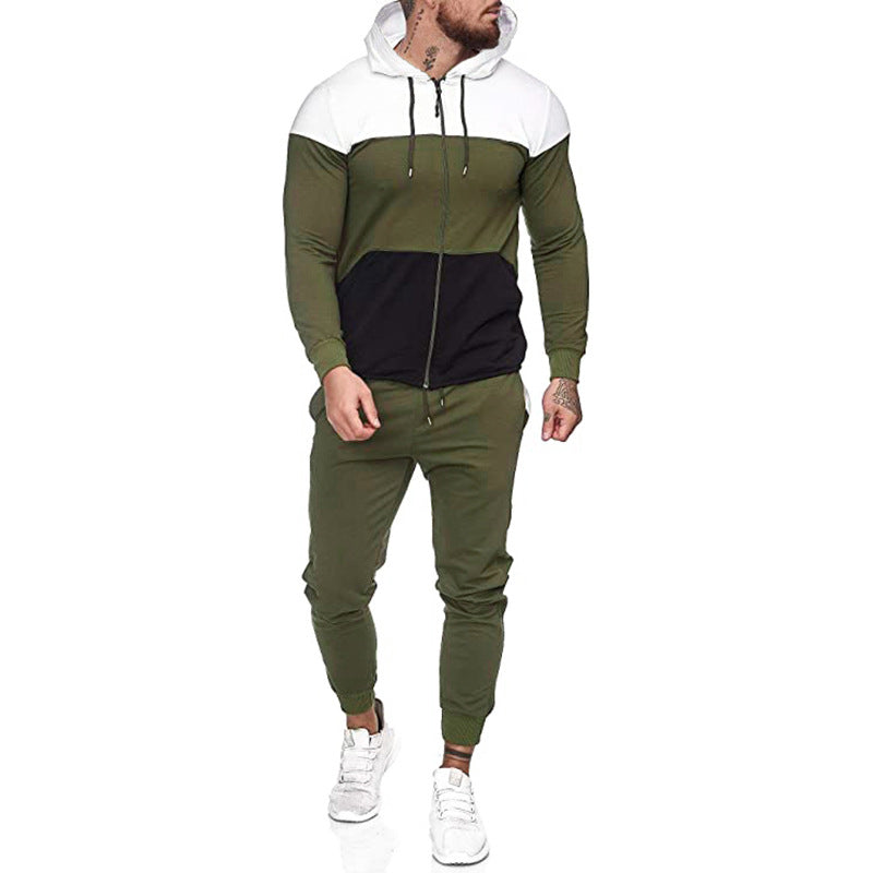 Herren City-Casual Jogginganzug mit Kapuzen‑Zipjacke und tapered Jogginghose aus Baumwollmix Nord Taschen