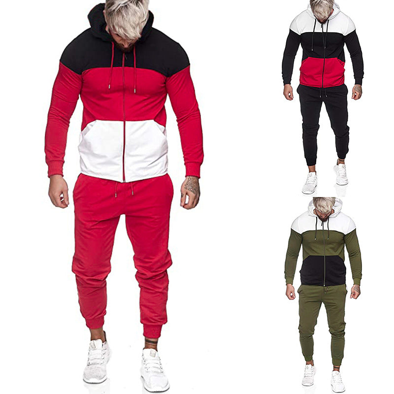 Herren City-Casual Jogginganzug mit Kapuzen‑Zipjacke und tapered Jogginghose aus Baumwollmix Nord Taschen