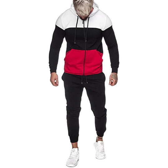 Herren City-Casual Jogginganzug mit Kapuzen‑Zipjacke und tapered Jogginghose aus Baumwollmix Nord Taschen