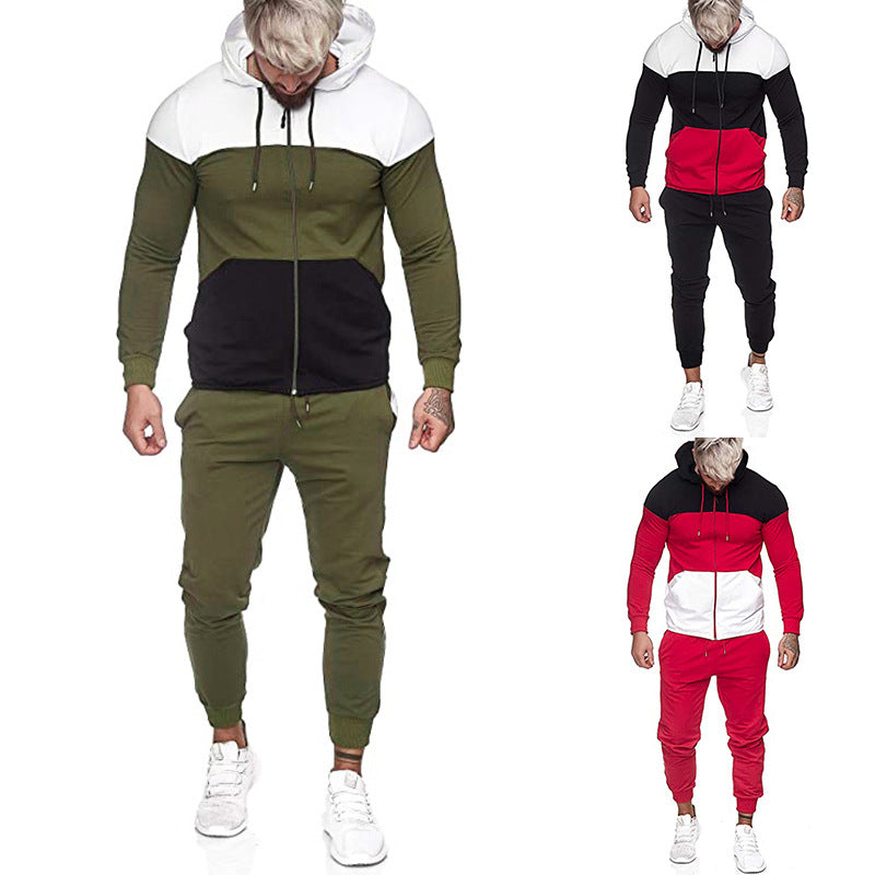 Herren City-Casual Jogginganzug mit Kapuzen‑Zipjacke und tapered Jogginghose aus Baumwollmix Nord Taschen