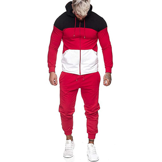 Herren City-Casual Jogginganzug mit Kapuzen‑Zipjacke und tapered Jogginghose aus Baumwollmix Nord Taschen