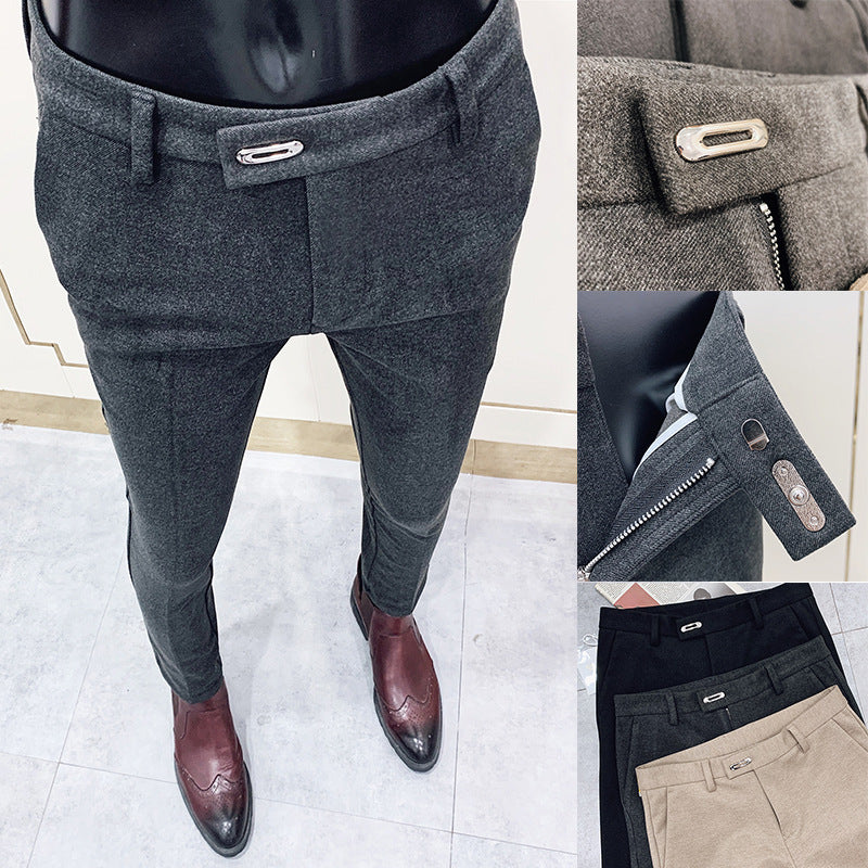 Herren tapered Businesshose mit elastischem Bund, verdecktem Verschluss und schmaler Schnitt Nord Taschen