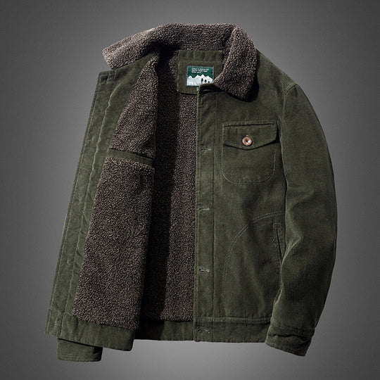 Herren Rustikale Cordjacke mit Teddyfutter Nord Taschen