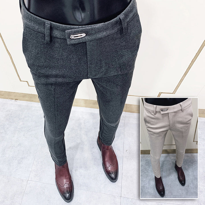 Herren tapered Businesshose mit elastischem Bund, verdecktem Verschluss und schmaler Schnitt Nord Taschen