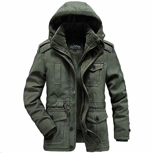 Herren Winterparka mit Teddyfutter, abnehmbarer Kapuze und Multifunktionstaschen Nord Taschen