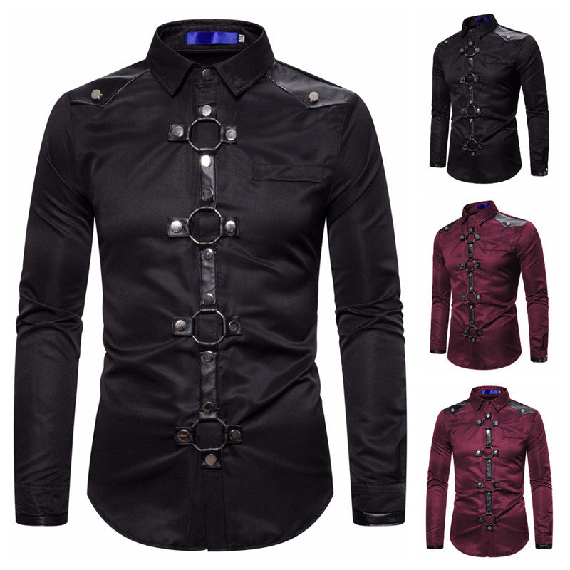 Herren Designerhemd mit eleganter Kunststoffgarnitur und kontrastierenden Belegen
