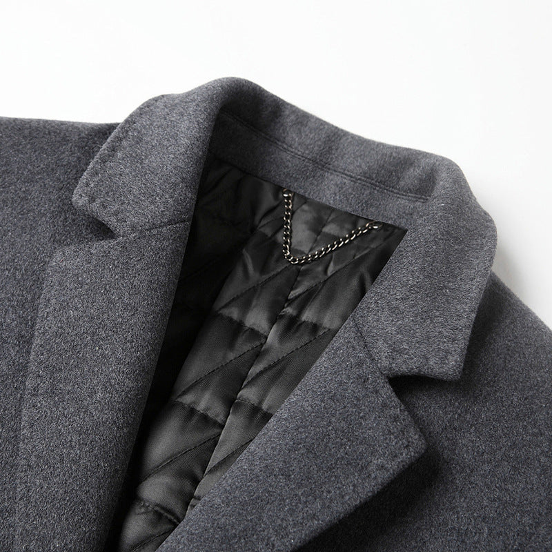 Herren Klassischer Wollmix-Mantel mit gesteppter Thermofütterung und schlanker Silhouette Nord Taschen