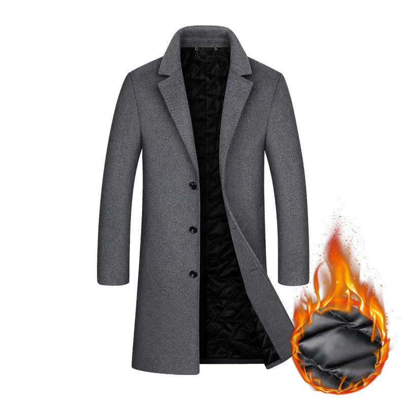 Herren Klassischer Wollmix-Mantel mit gesteppter Thermofütterung und schlanker Silhouette Nord Taschen