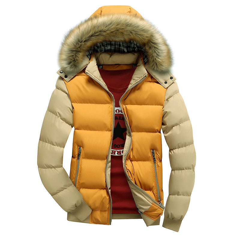 Herren Wattierte Kapuzenjacke mit Kunstfellbesatz, Steppung und Reißverschlusstaschen Nord Taschen