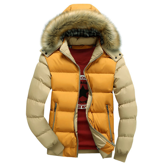 Herren Wattierte Kapuzenjacke mit Kunstfellbesatz, Steppung und Reißverschlusstaschen Nord Taschen