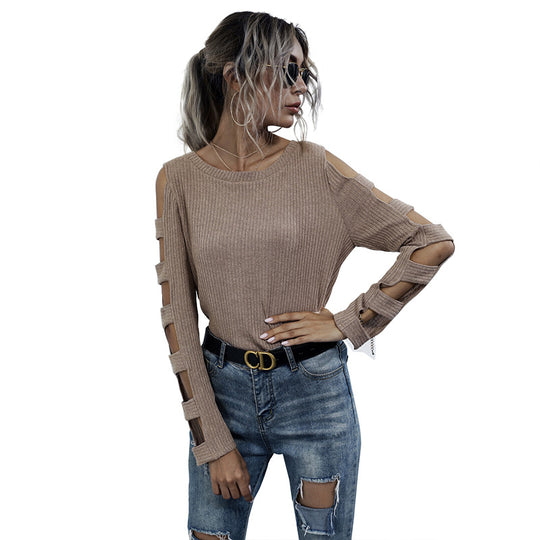 Damen Bequemer Pullover mit Cut-Out-Details Nord Taschen