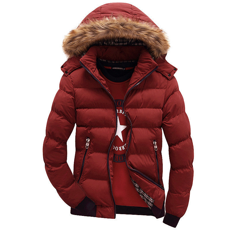 Herren Wattierte Kapuzenjacke mit Kunstfellbesatz, Steppung und Reißverschlusstaschen Nord Taschen