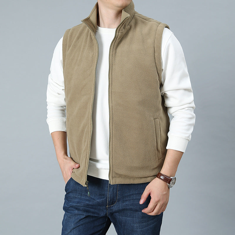 Herren Leichte Thermo-Fleeceweste mit Stehkragen, Frontreißverschluss und Seitentaschen Nord Taschen