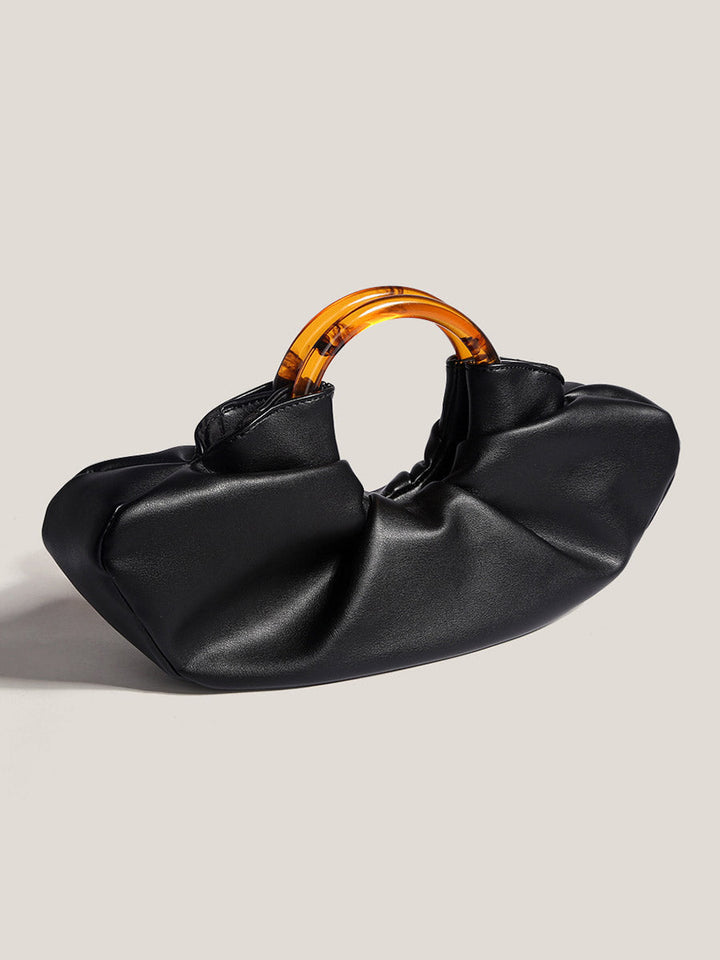Nord Taschen | Geraffte vegane Kalbsleder-Clutch mit Ringgriff