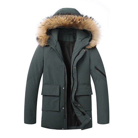 Herren Wasserdichte Winterparka mit abnehmbarer Kunstfellkapuze und Thermoisolierung Nord Taschen