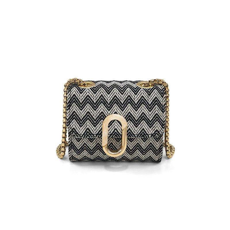Damen Umhängetasche mit elegantem Zickzack-Muster und goldfarbener Schnalle Nord Taschen