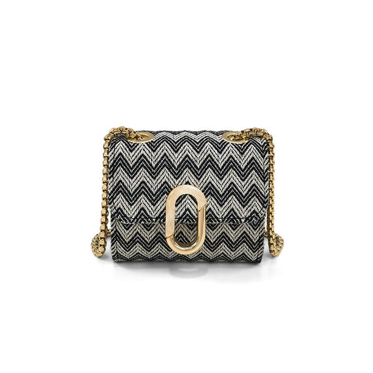 Damen Umhängetasche mit elegantem Zickzack-Muster und goldfarbener Schnalle Nord Taschen