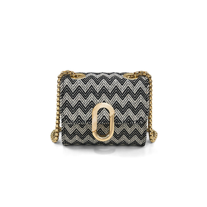 Damen Umhängetasche mit elegantem Zickzack-Muster und goldfarbener Schnalle Nord Taschen
