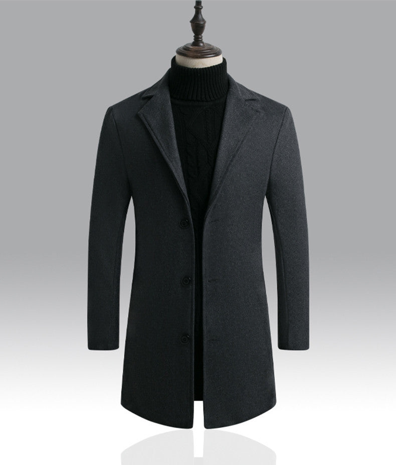 Herren schlanker Kurzmantel mit Stehkragen und eleganter Knopfleiste Nord Taschen