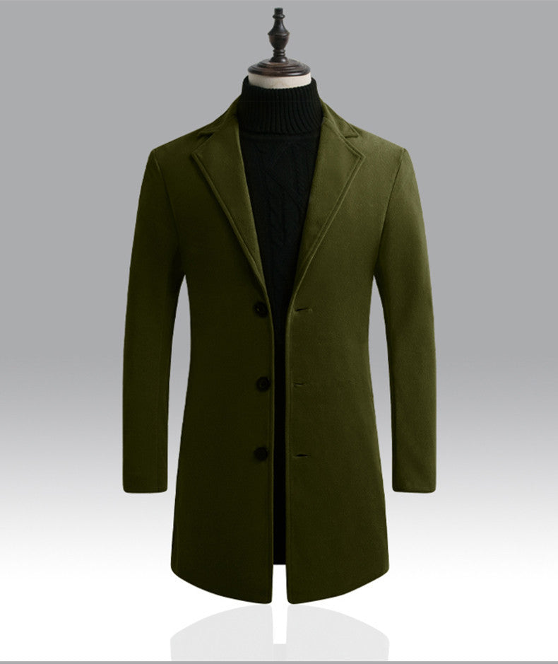 Herren schlanker Kurzmantel mit Stehkragen und eleganter Knopfleiste Nord Taschen