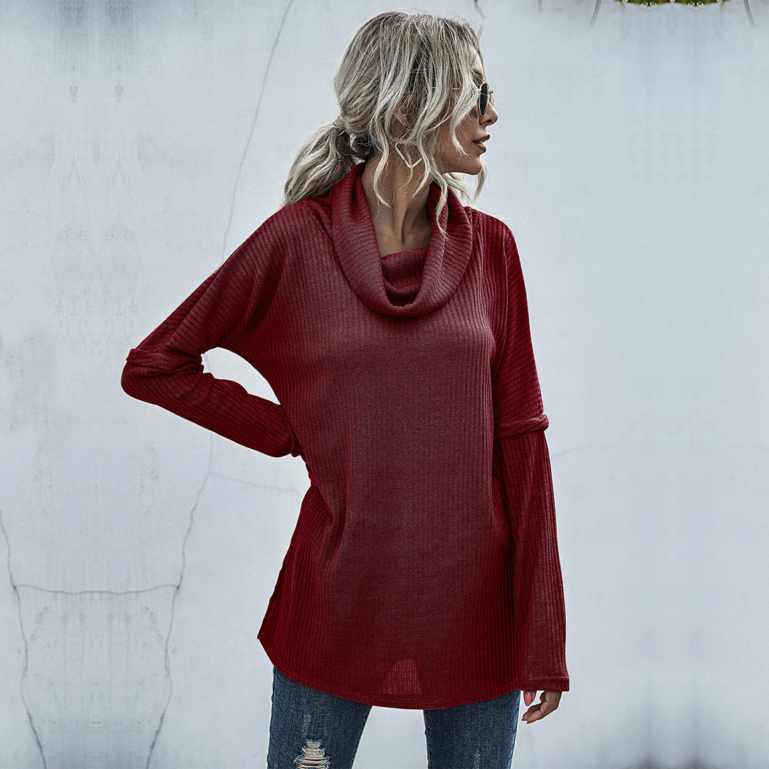Damen Oversize Feinstrick-Tunika mit weitem Rollkragen und geripptem Strukturstrick Nord Taschen
