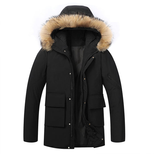 Herren Wasserdichte Winterparka mit abnehmbarer Kunstfellkapuze und Thermoisolierung Nord Taschen