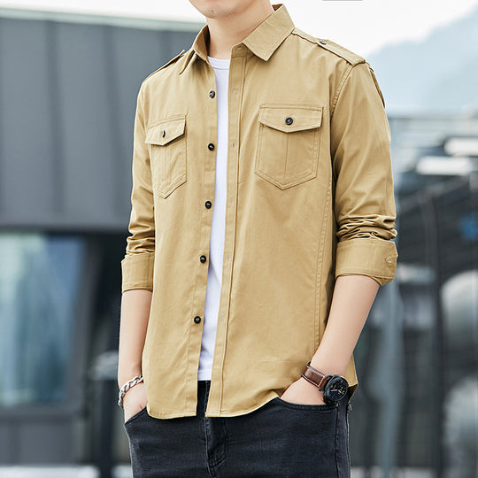 Herren Leichtes Military-inspiriertes Overshirt mit Epauletten und Brustpattentaschen Nord Taschen