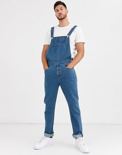 Herren Denim-Latzhose mit Taschen und verstellbaren Trägern