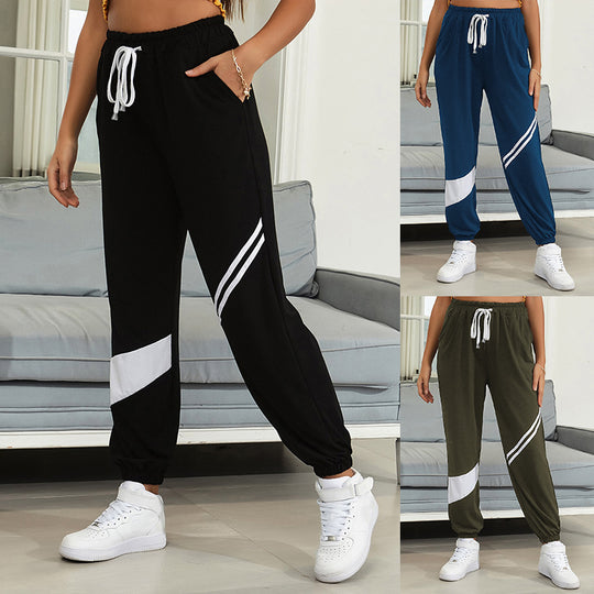 Damen Sportliche Jogginghose mit elastischem Bund und Kontraststreifen Nord Taschen
