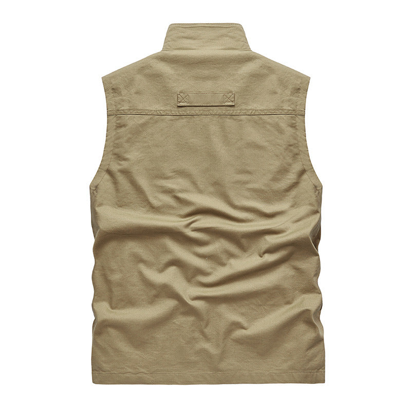 Herren Ärmellose leichte Canvas-Utility-Weste mit atmungsaktivem Mesh-Futter, windabweisender Front und mehreren Reißverschlusstaschen Nord Taschen