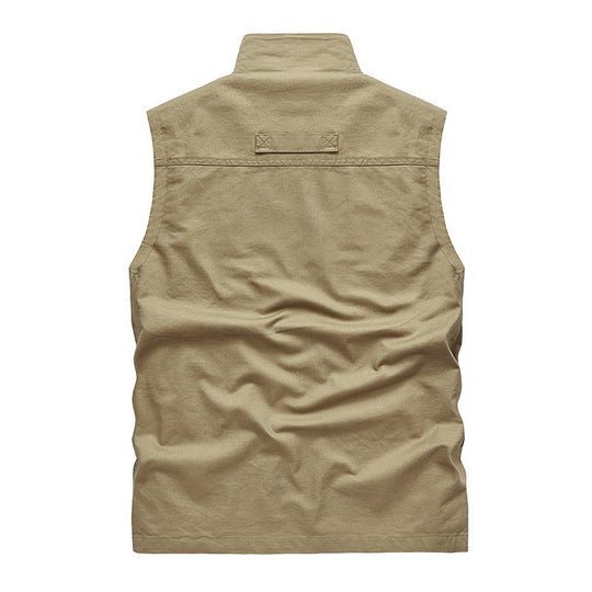 Herren Ärmellose leichte Canvas-Utility-Weste mit atmungsaktivem Mesh-Futter, windabweisender Front und mehreren Reißverschlusstaschen Nord Taschen