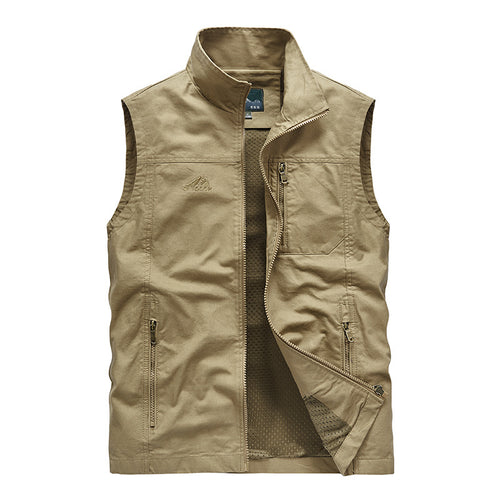 Herren Ärmellose leichte Canvas-Utility-Weste mit atmungsaktivem Mesh-Futter, windabweisender Front und mehreren Reißverschlusstaschen Nord Taschen